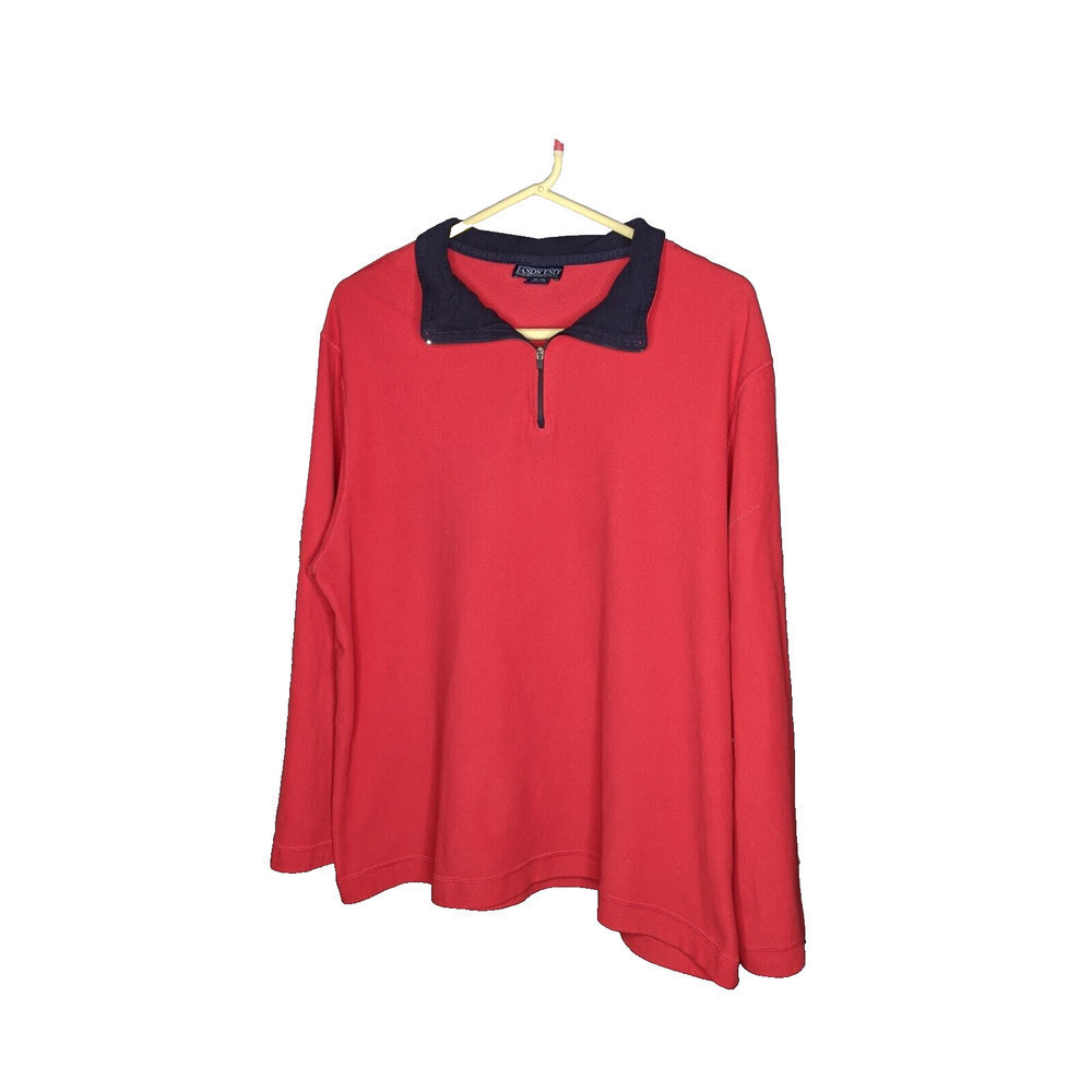Lands End Womens XL 18-20 Red Pullover Black Collar 1/4 Zip Polyester - Picture 6 of 6
